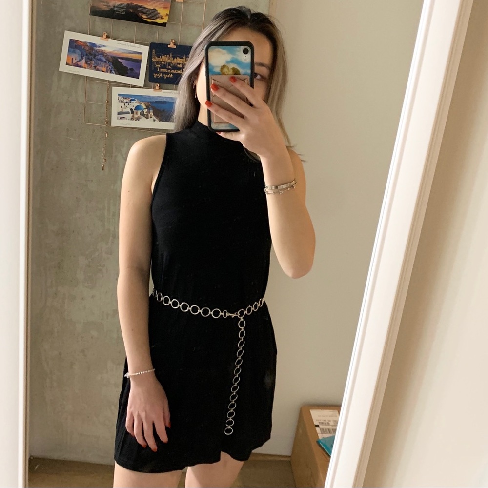 Black mock-neck topshop dress